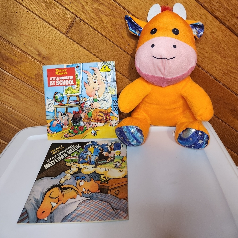 Bundle of 2 Little Monster's books and stuffed animal